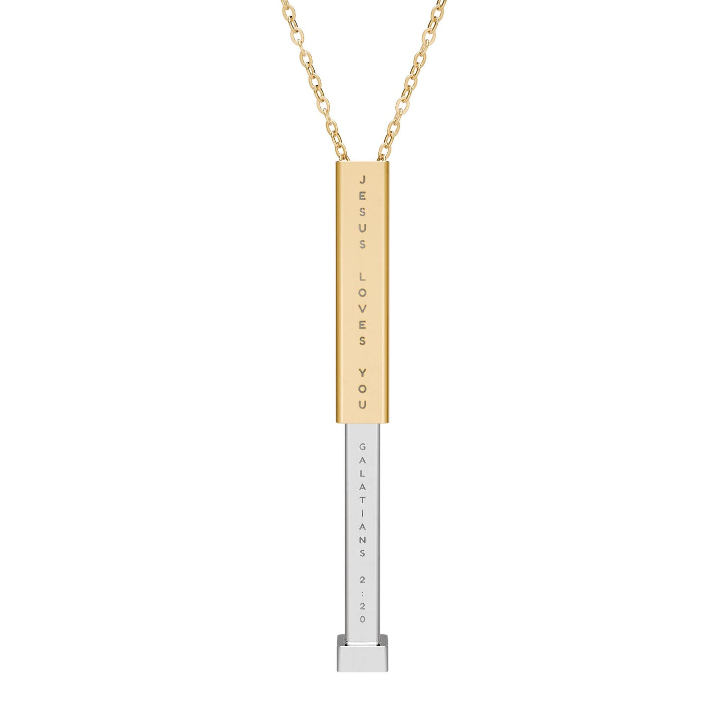 Jesus Loves You Sliding Bar Necklace | Galatians 2:20 Secret Message Engraving | Perfect Gift for Him & Her