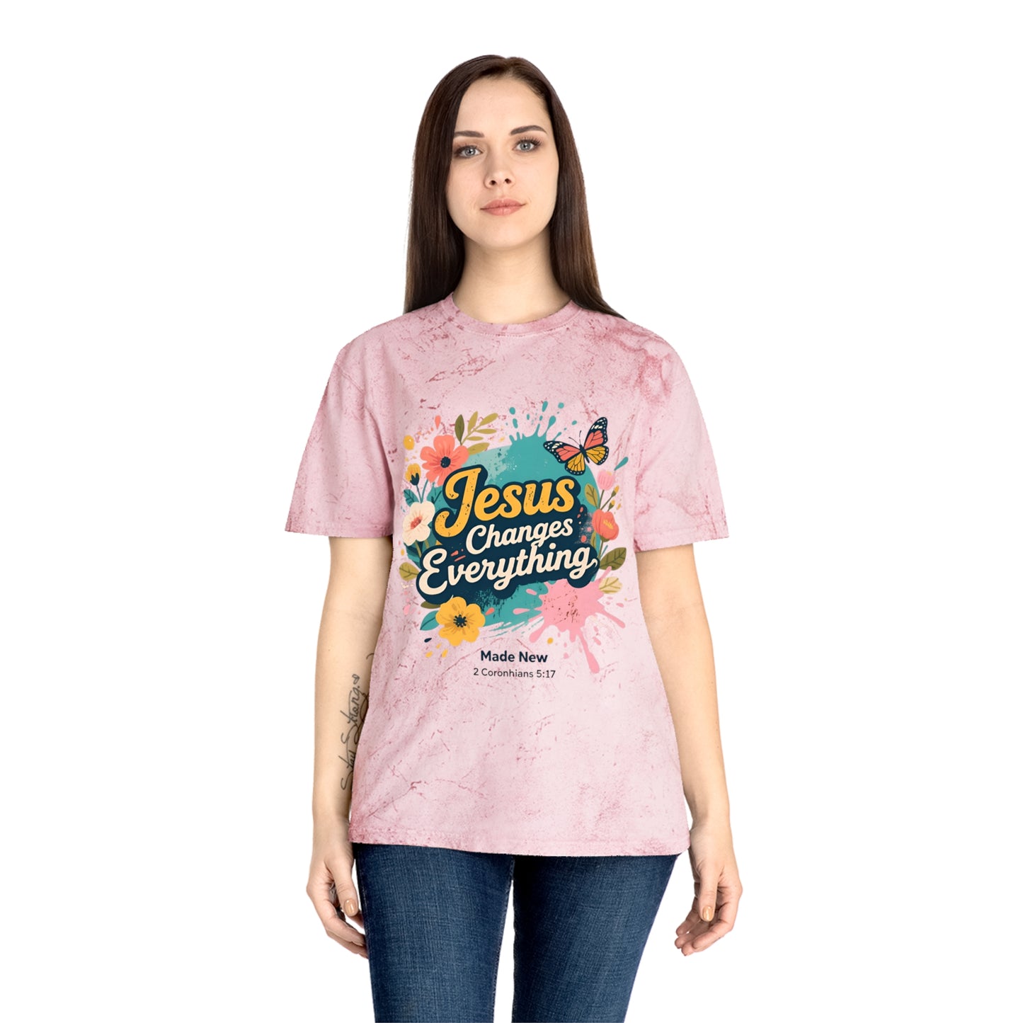 Jesus Changes Everything T-Shirt — Floral Butterfly Christian Tee