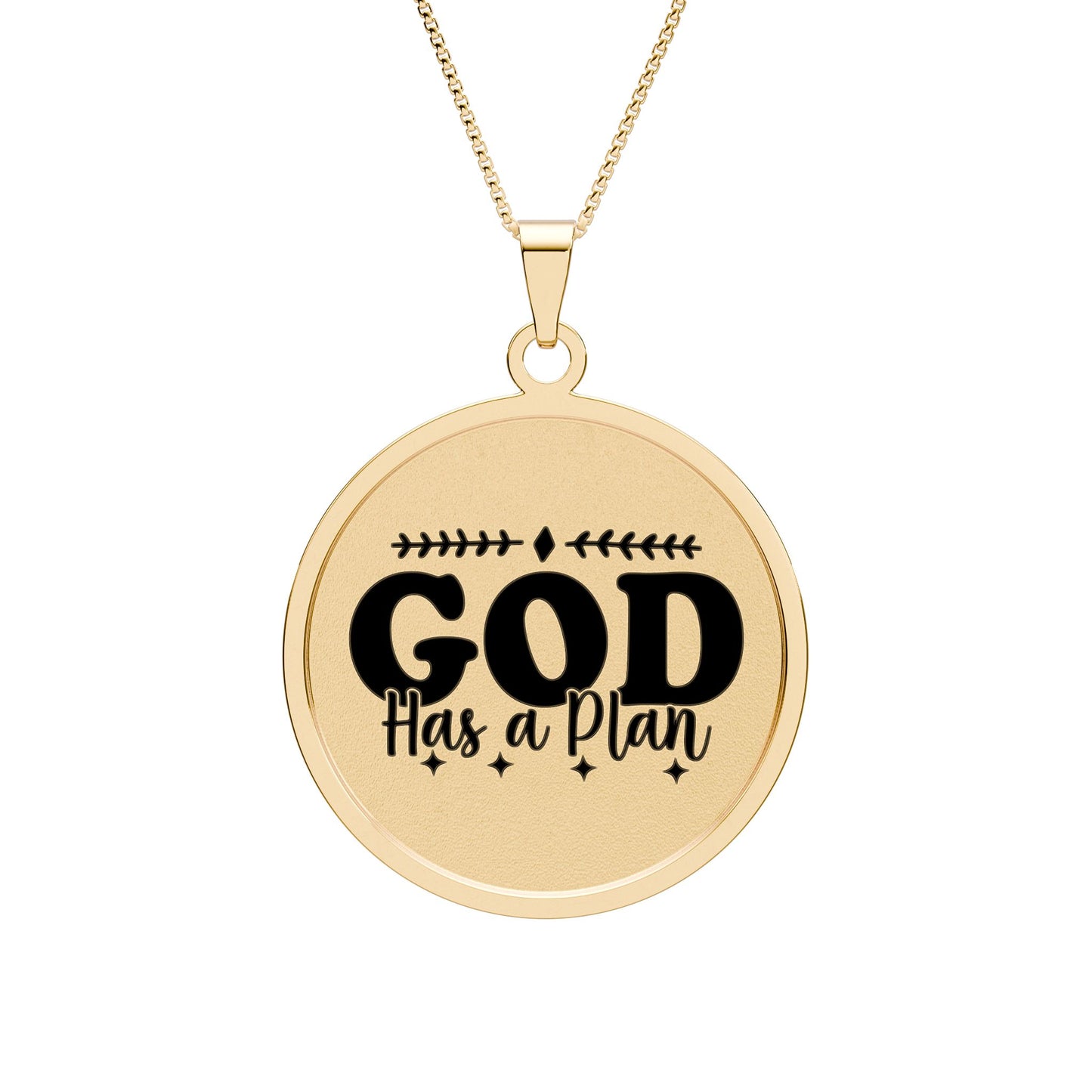 God Has a Plan Round Photo Pendant Necklace — Faith Jewelry Gold plated