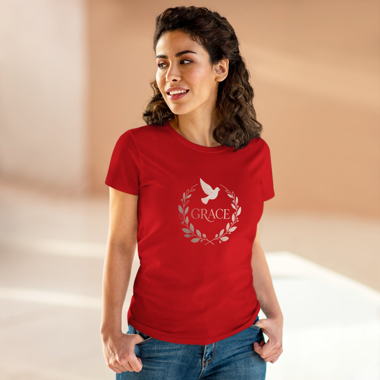 Graceful Dove Wreath Tee — Women's Rose-Gold Reminder Tee