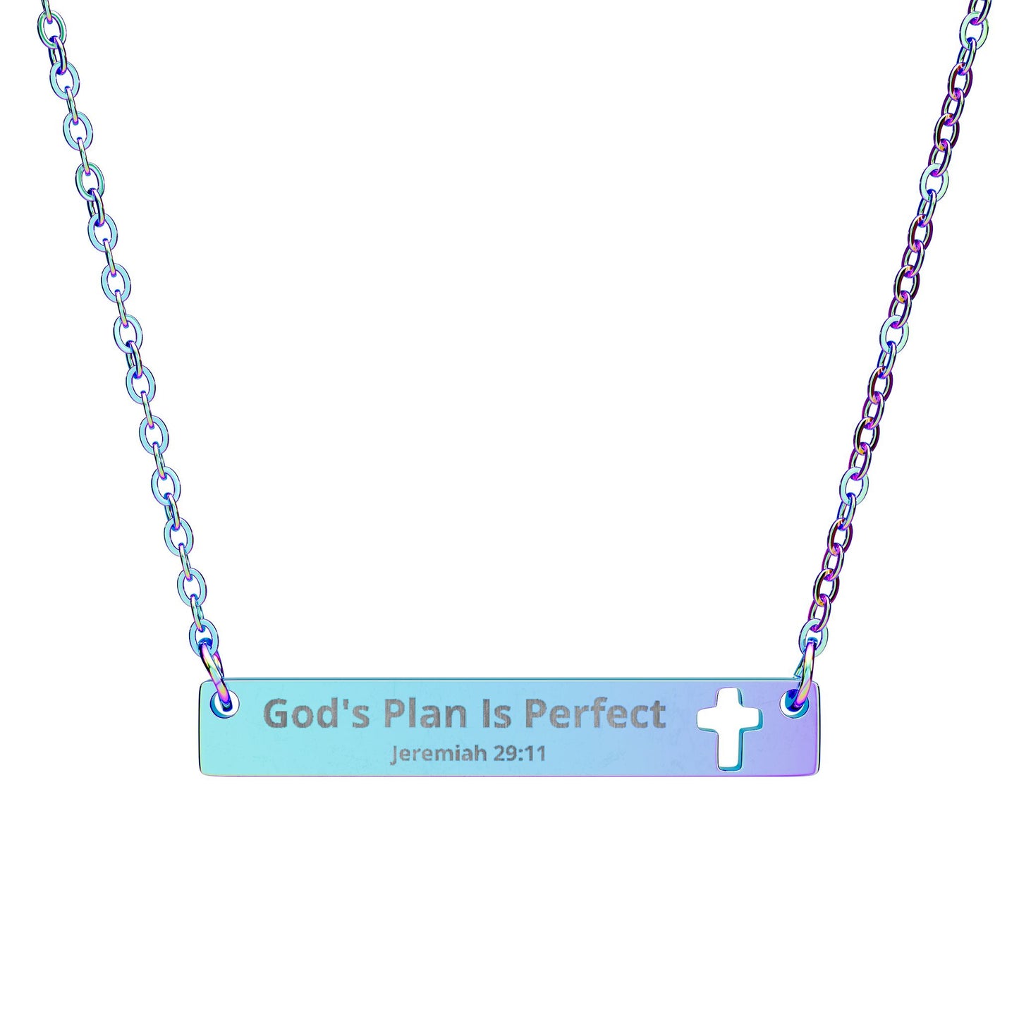 Cross Bar Necklace God's Plan Is Perfect | Unique Faith Jewelry for Family and Friends