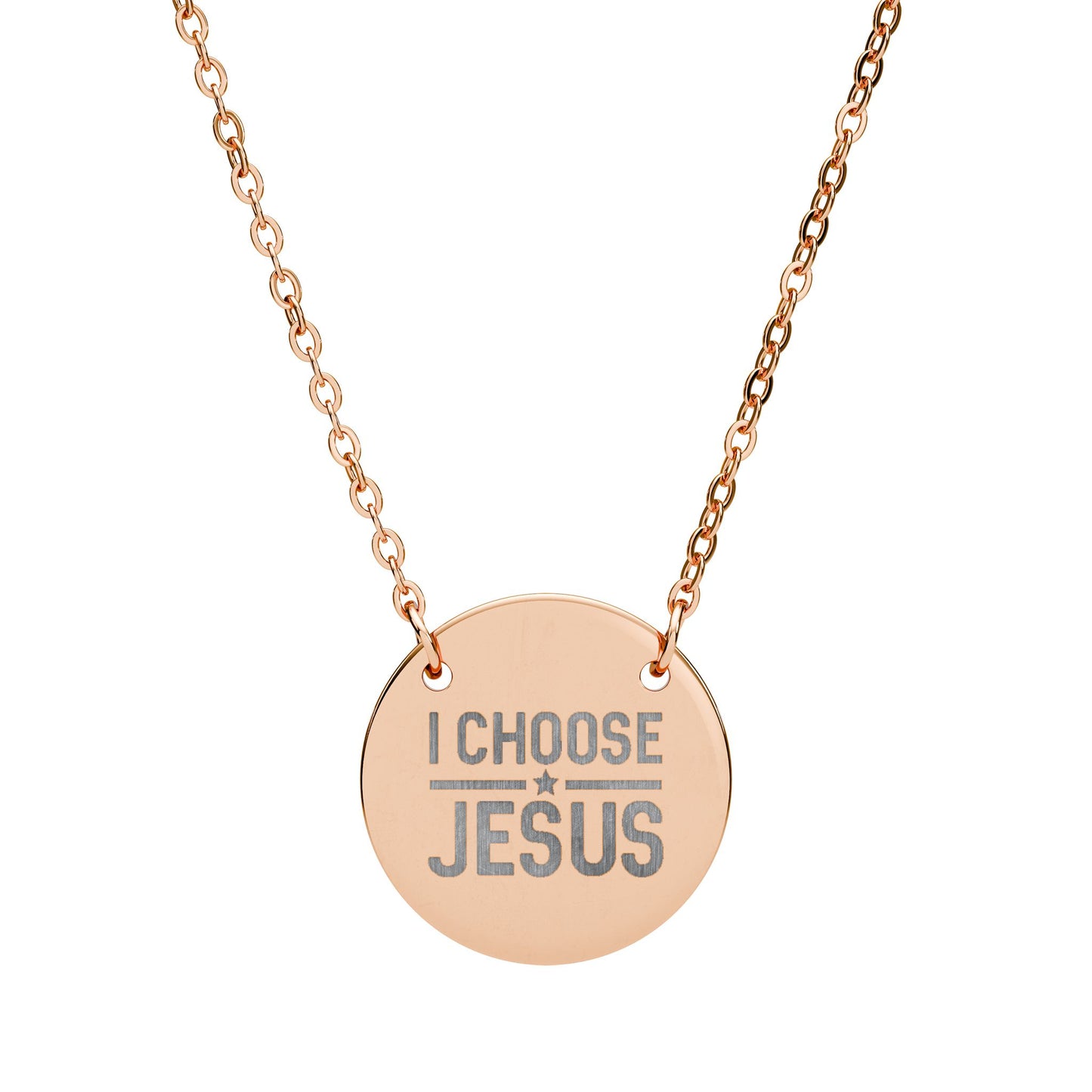 I Choose Jesus Circle Necklace — Engraved Christian Pendant
