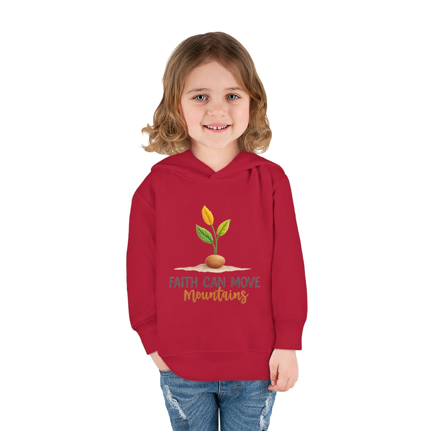 Toddler Hoodie - "Faith Can Move Mountains" Plant Graphic
