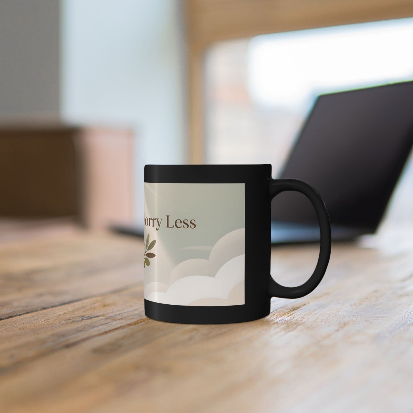 Pray More, Worry Less Mug | Black Ceramic Coffee Cup