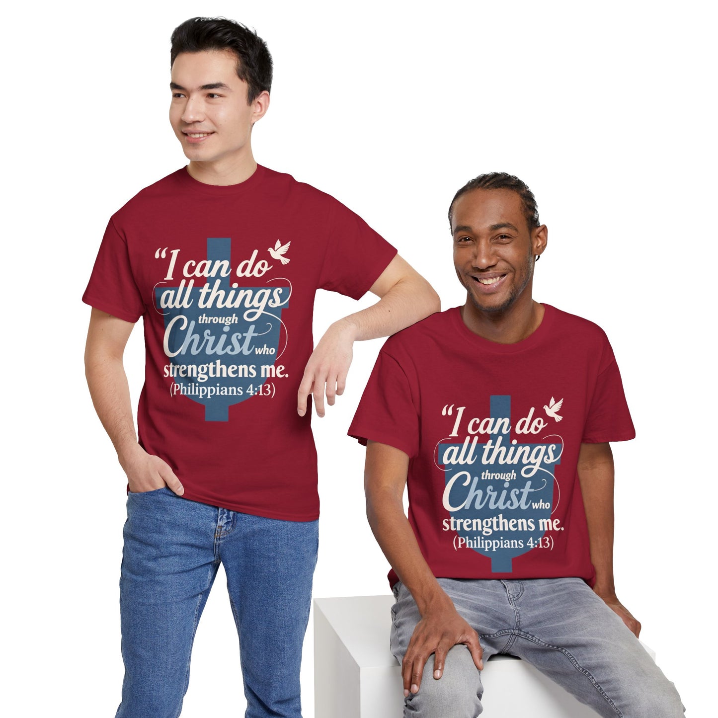 Philippians 4:13 Cotton Tee — "I Can Do All Things" Christian Prayer T-Shirt