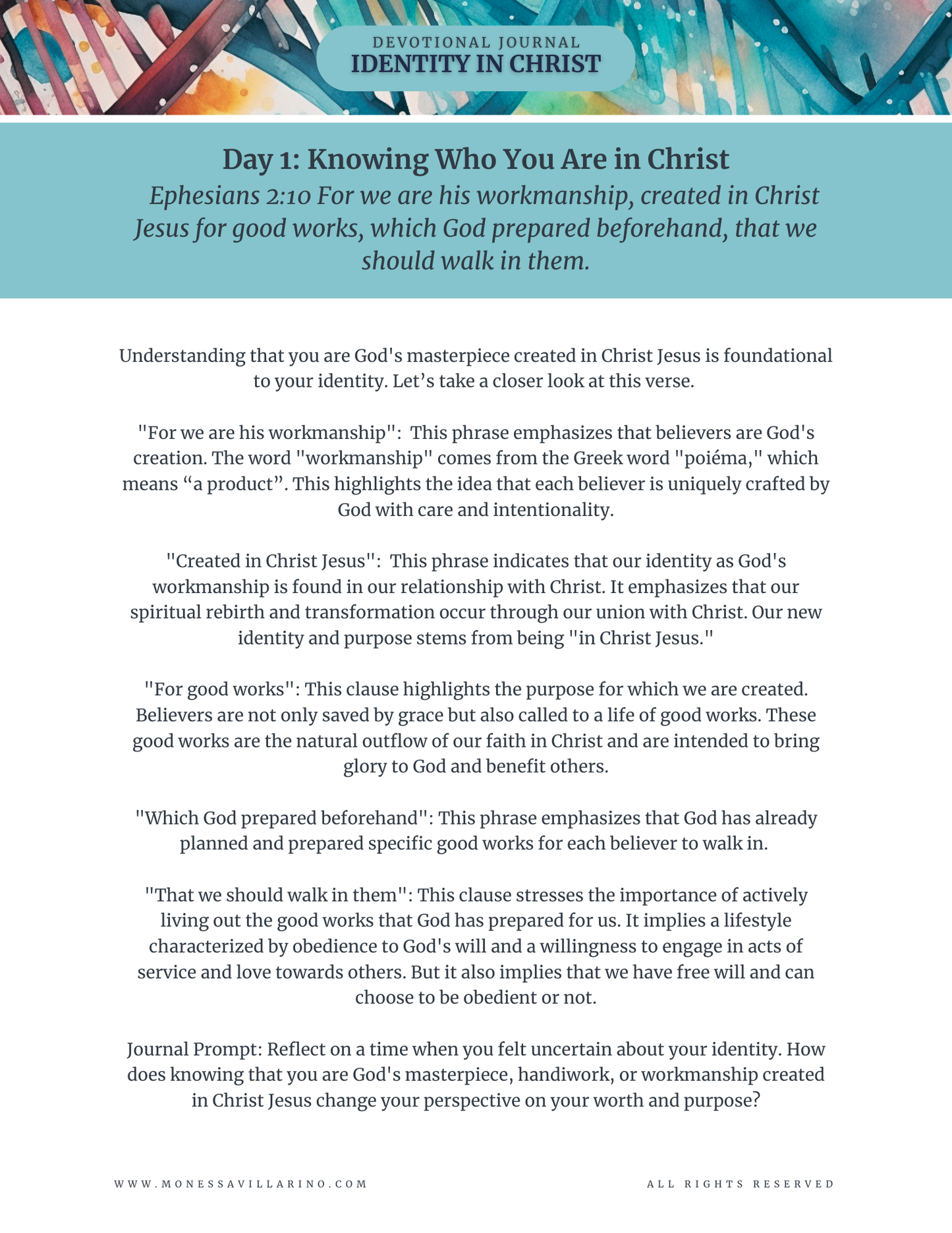 My Identity In Christ A 7-Day Devotional with Journal Prompts for Teens & Young Adults