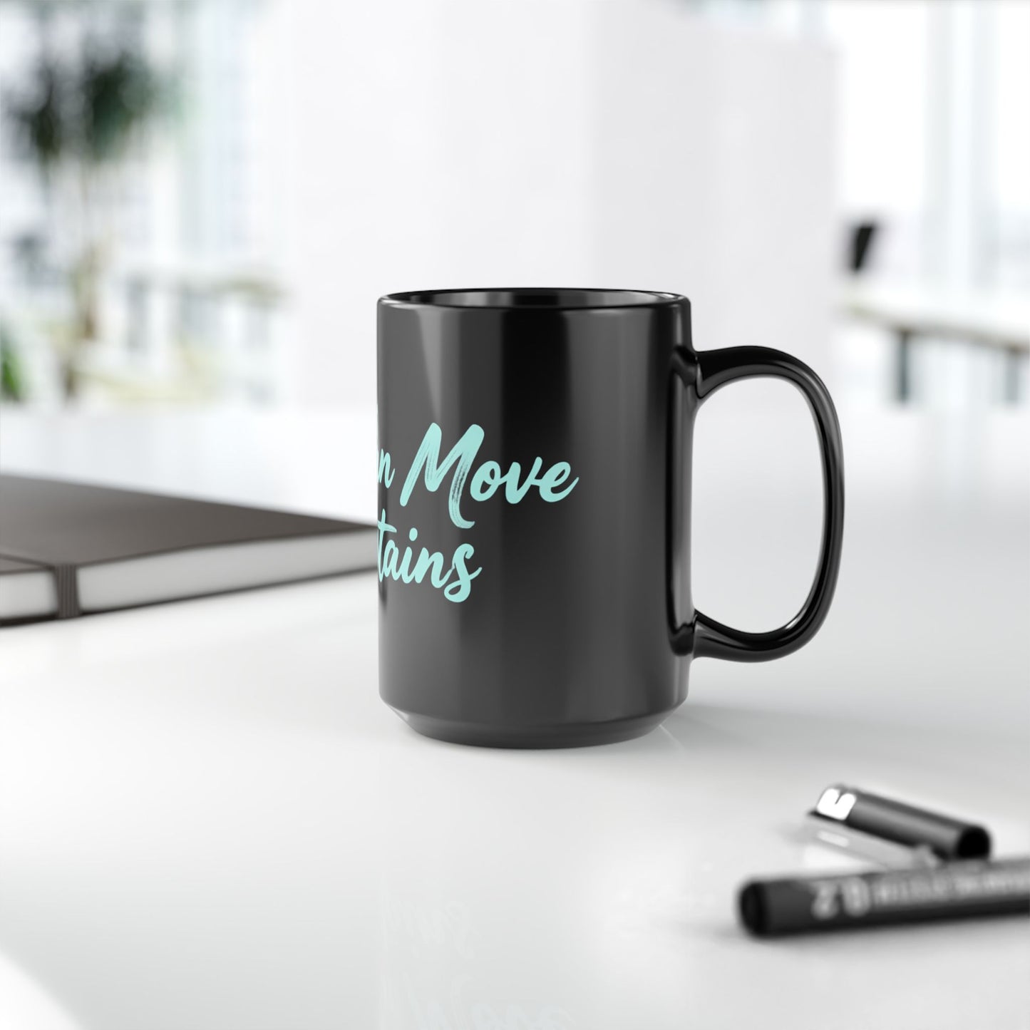 Keep Going Black Ceramic Mug — Aqua Script Inspirational Coffee Cup (11oz & 15oz)