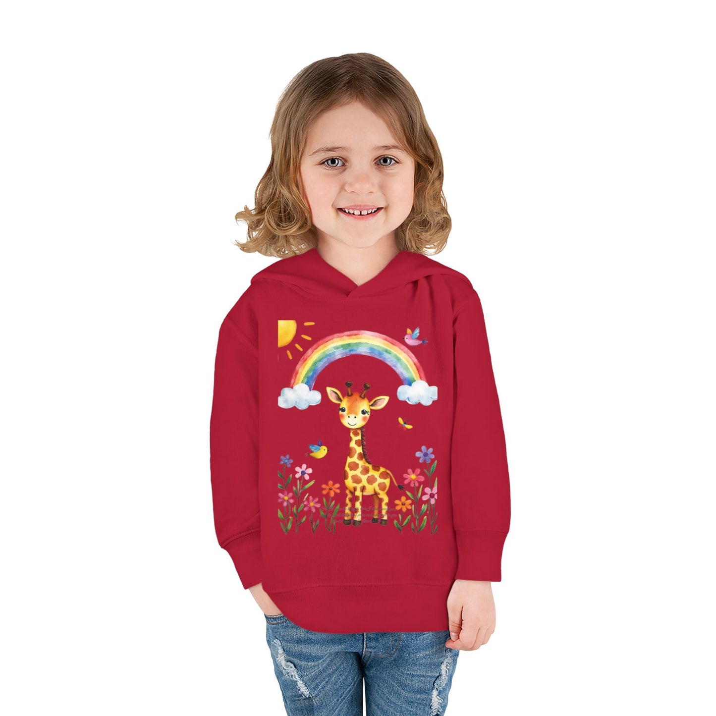 Toddler Hoodie — Giraffe Rainbow Floral Pullover