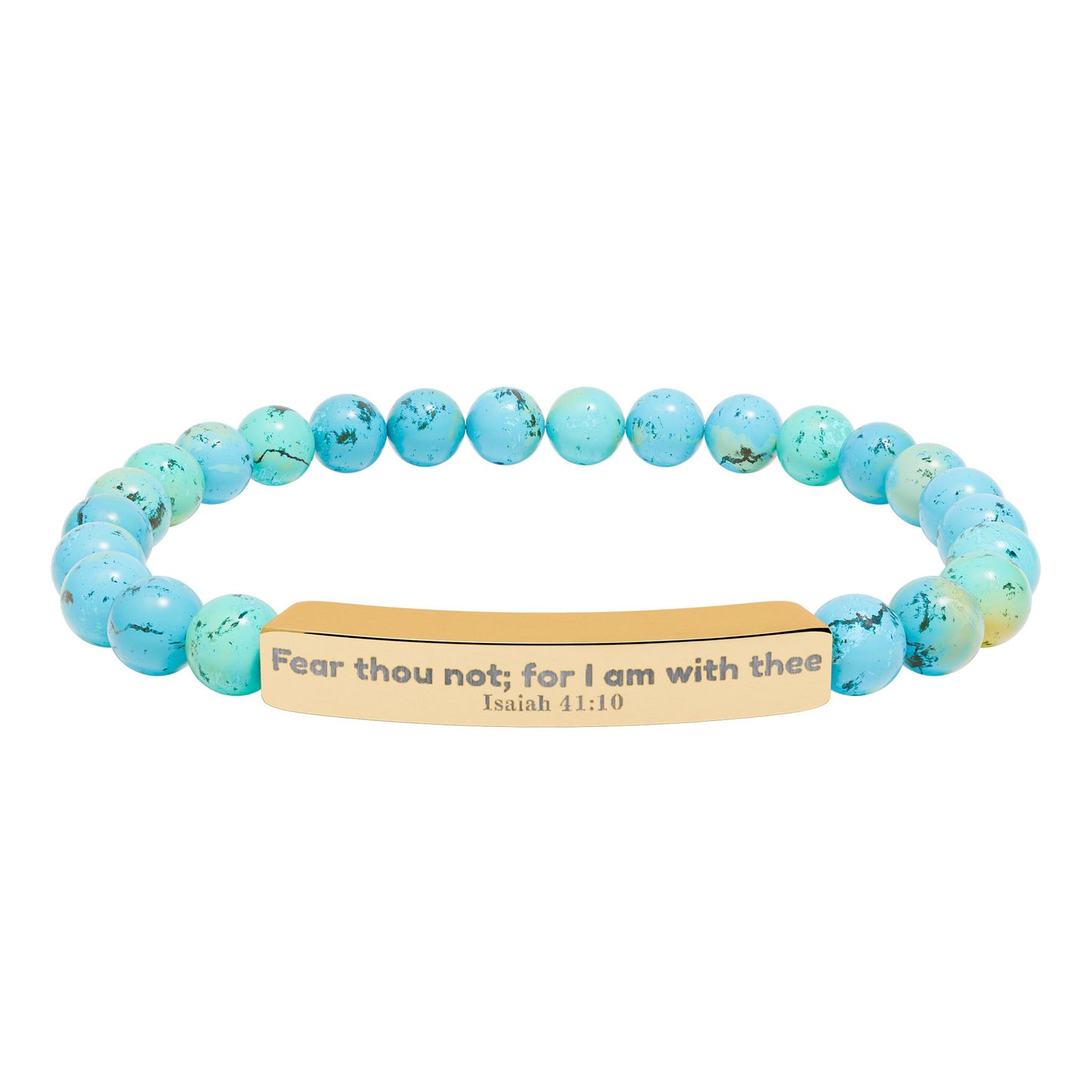 Engravable Natural Stone Bead Bracelet — Personalized Bar Stretch Bracelet