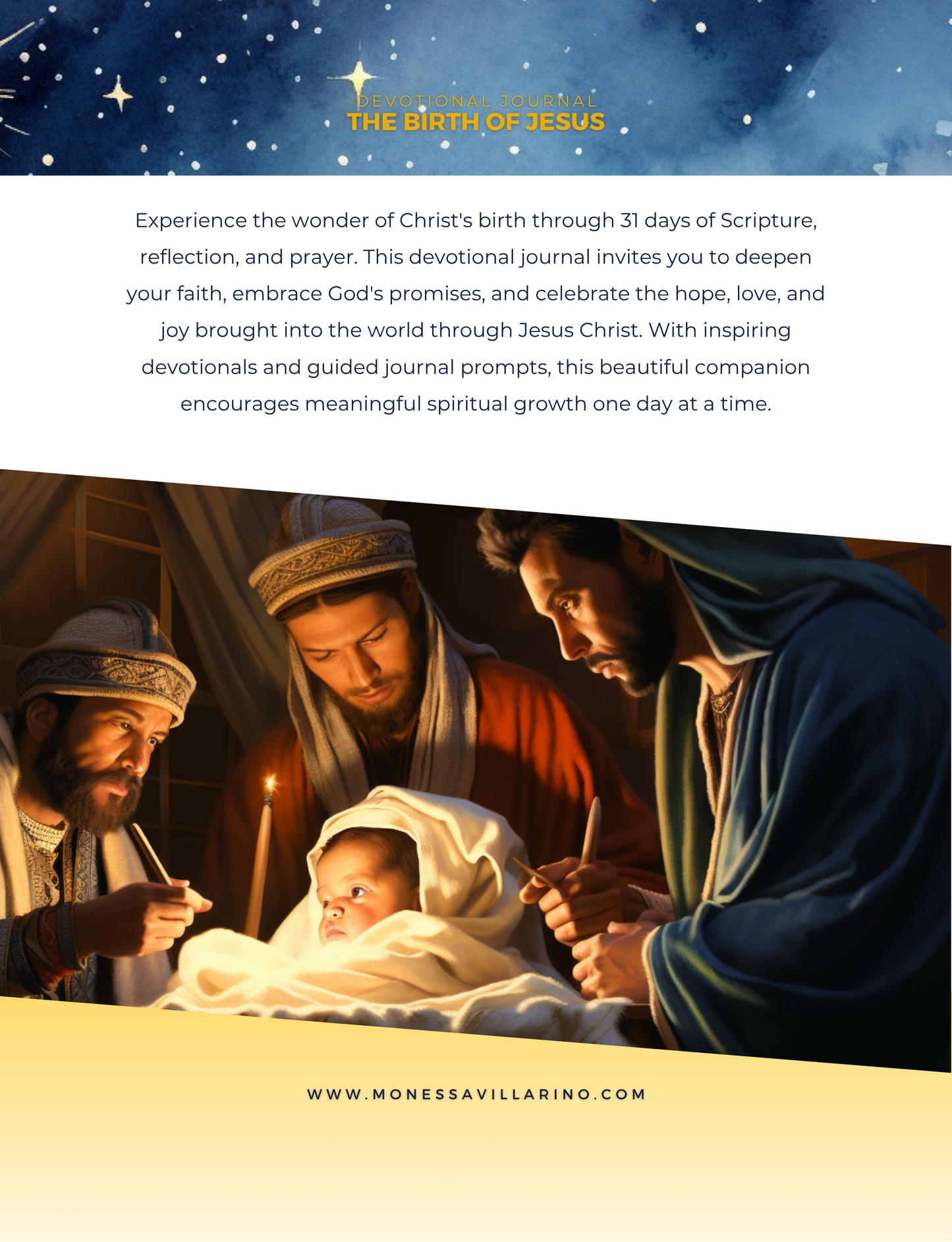 The Birth of Jesus Christ 31- day devotional journal | Instant Download | A4 Canva Editable