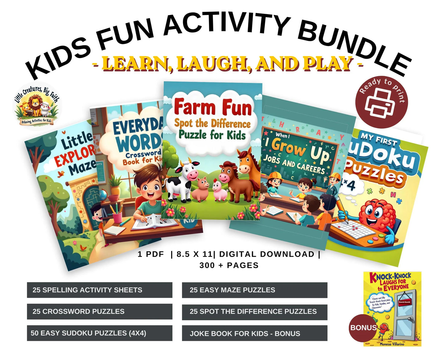 Kids Activity Bundle Printable – 300+ Pages of Fun Learning Activities for Ages 5–8