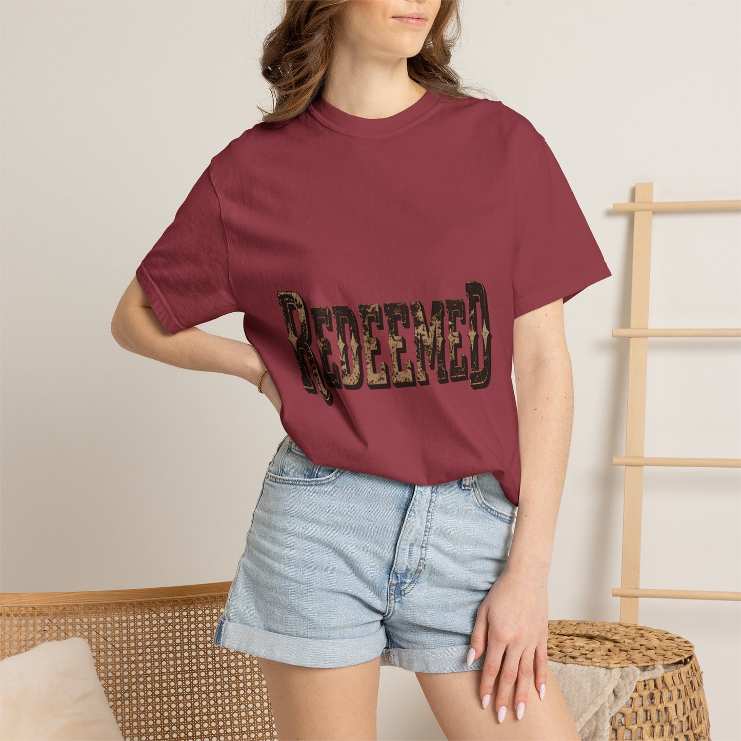 Garment-Dyed Statement Tee — Bold Single-Word Typographic Front