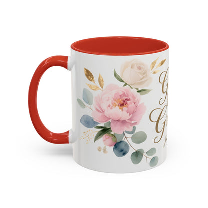 Grace Upon Grace Floral Coffee Mug — John 1:16 Scripture Accent Mug