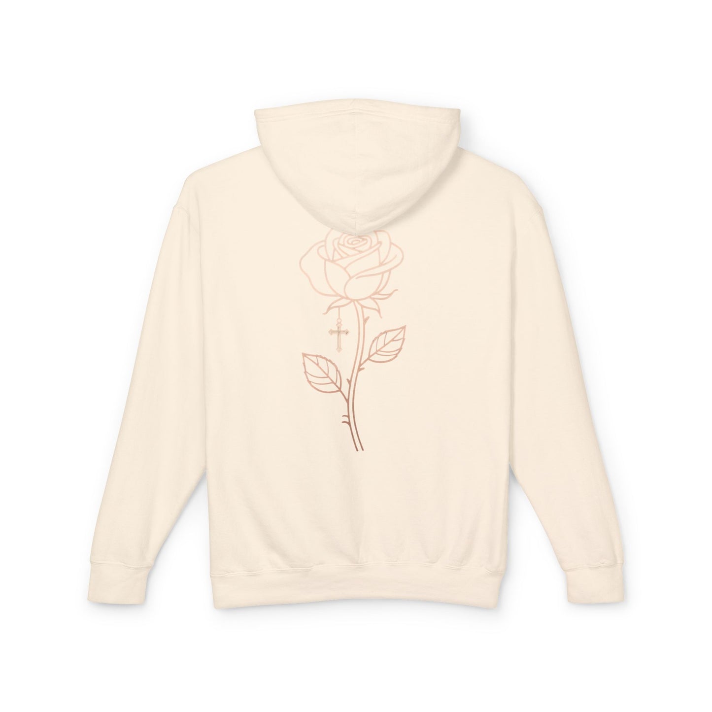 Lightweight Rose Line Hoodie — Subtle Single-Line Floral Design