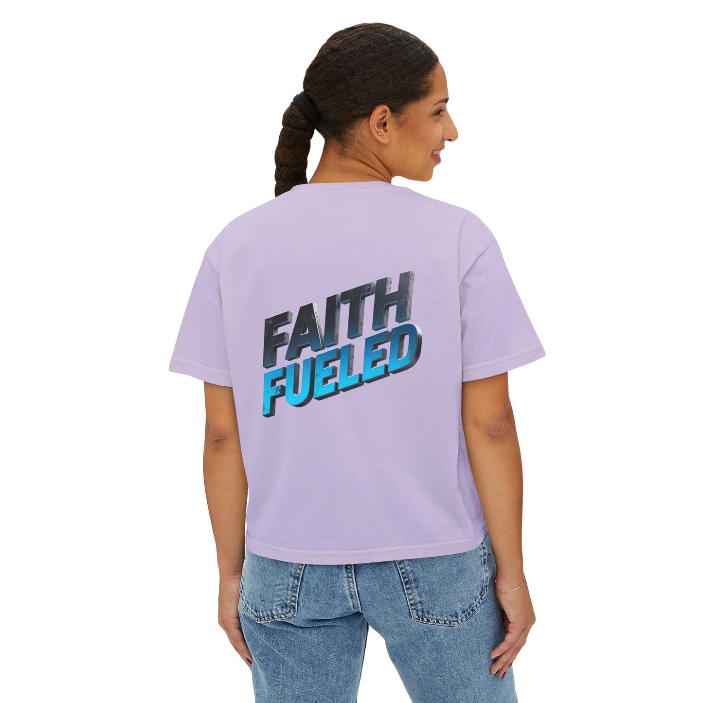 Faith Fueled Boxy Tee — Women's Inspirational Graphic Tee