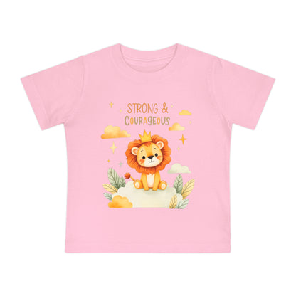 Strong & Courageous Lion Baby T-Shirt — Cute Nursery Tee for Baby Shower & Newborn