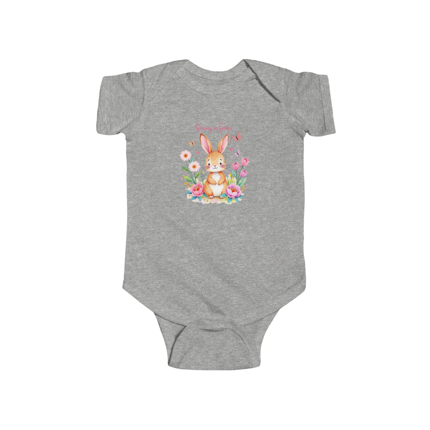 Custom Infant Bodysuit — Cute Floral Bunny "Love You to Pieces" Newborn Onesie