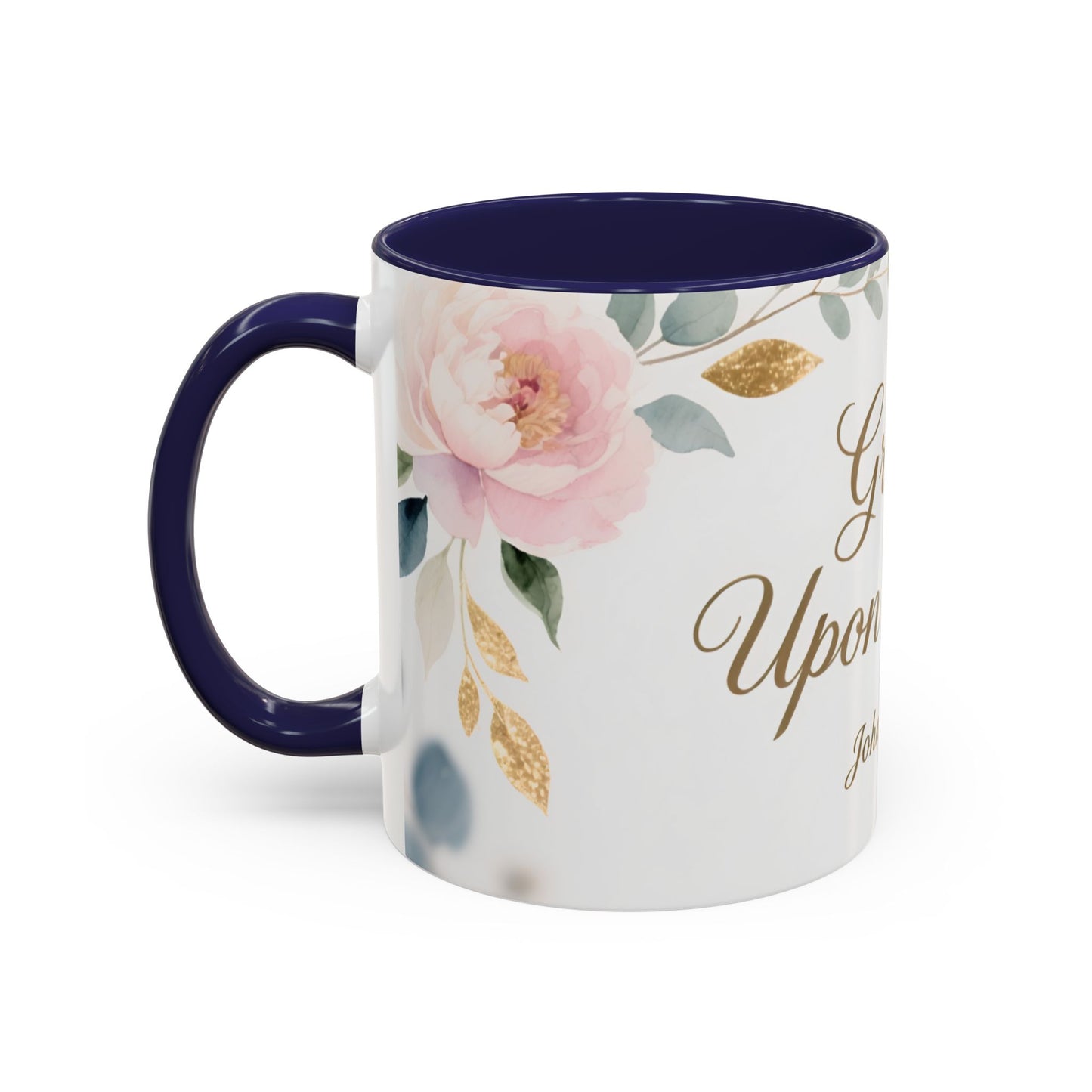 Grace Upon Grace Coffee Mug — Floral John 1:16 Scripture Accent Mug