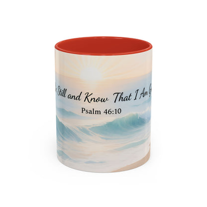 Psalm 46:10 Ocean Coffee Mug – "Be Still and Know That I Am God" Inspirational Ceramic
