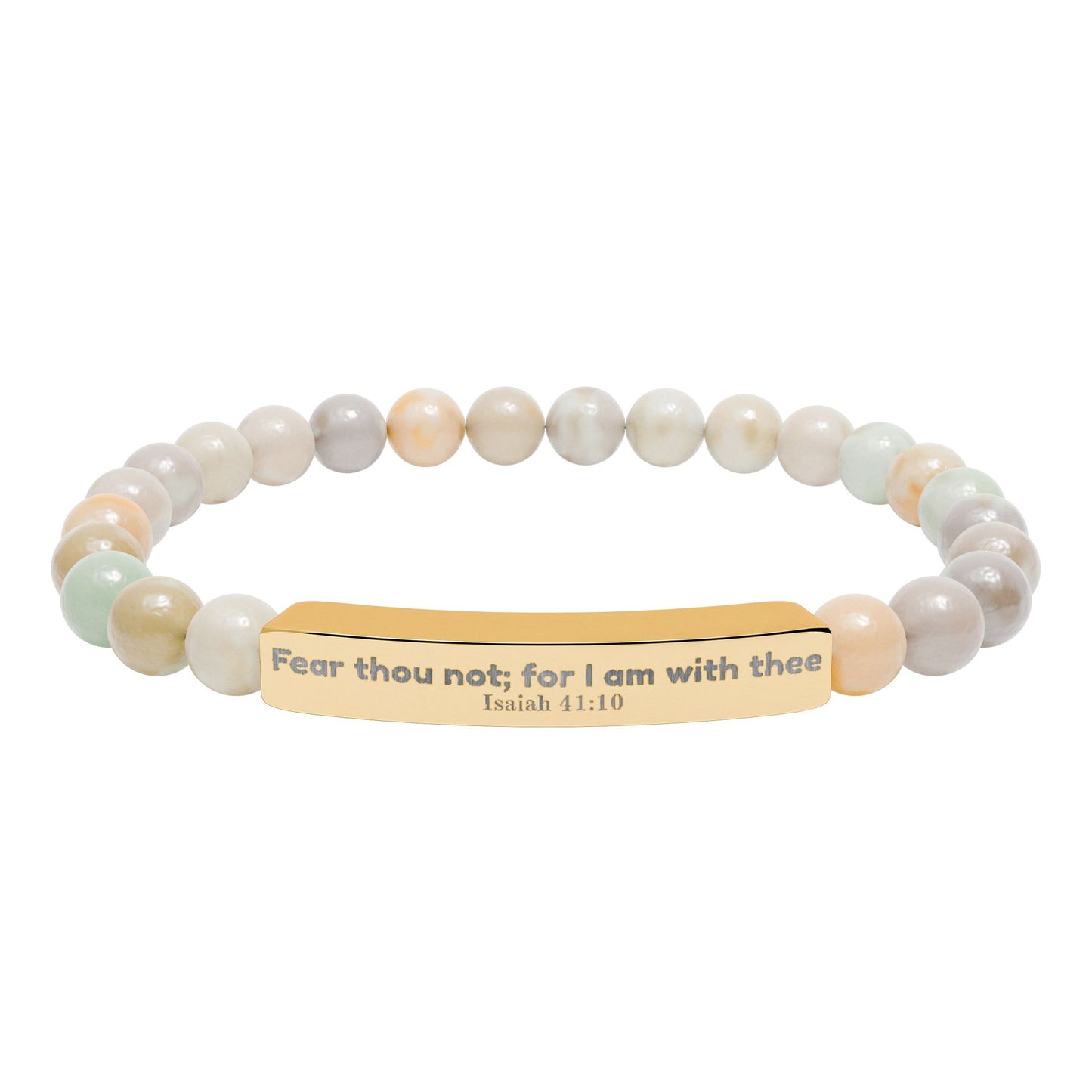 Engravable Natural Stone Bead Bracelet — Personalized Bar Stretch Bracelet