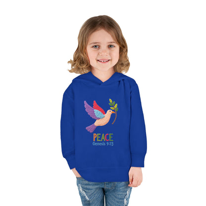 Toddler Hoodie — Colorful Peace Dove with Olive Branch & “PEACE Genesis 9:13”