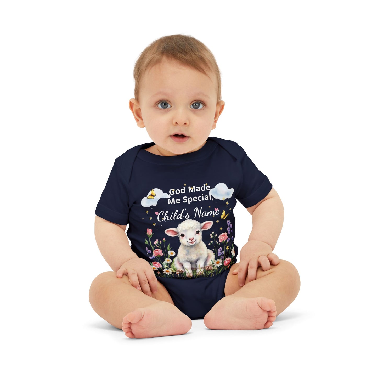 Infant Onesie - "God Made Me Special" Lamb Baby Bodysuit (What a Wonderful World)