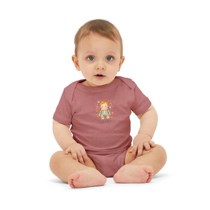 Infant One-Piece Bodysuit — Cute Little Girl Illustration "Hello World" Baby Bodysuit
