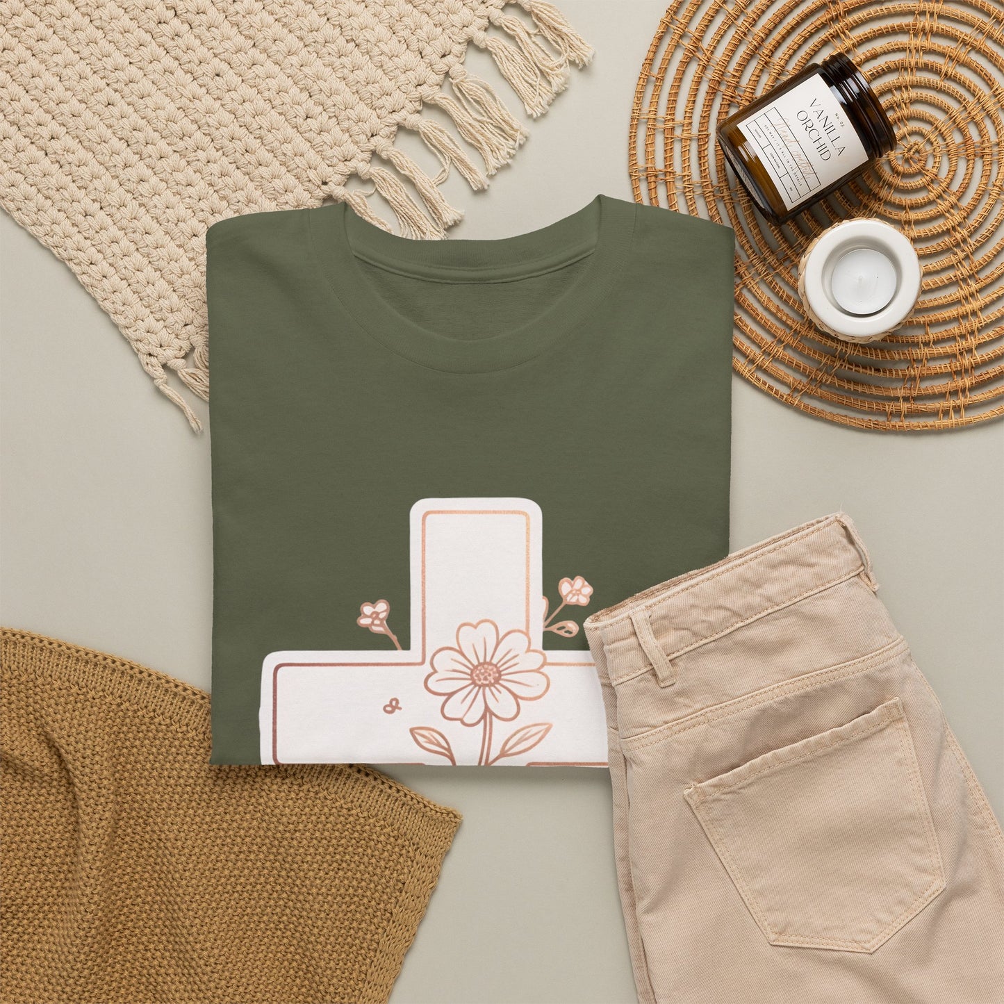 Floral Cross Tee — Delicate Bloom Christian T-Shirt