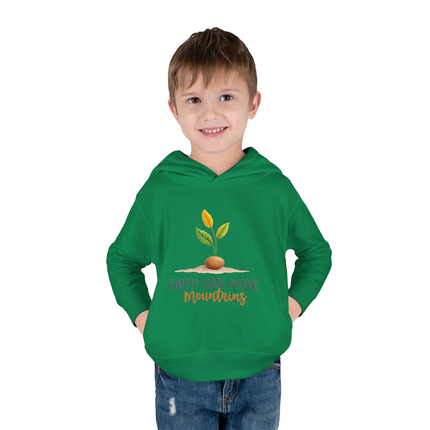 Toddler Hoodie - "Faith Can Move Mountains" Plant Graphic