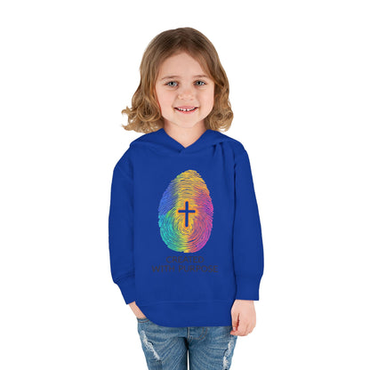 Toddler Hoodie — "Created With Purpose" Rainbow Fingerprint Cross