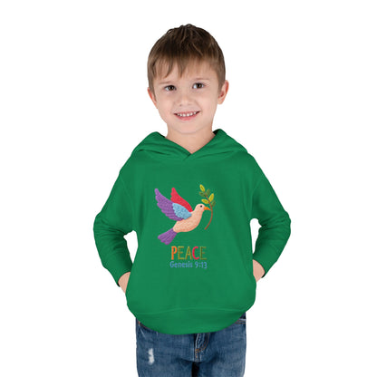 Toddler Hoodie — Colorful Peace Dove with Olive Branch & “PEACE Genesis 9:13”