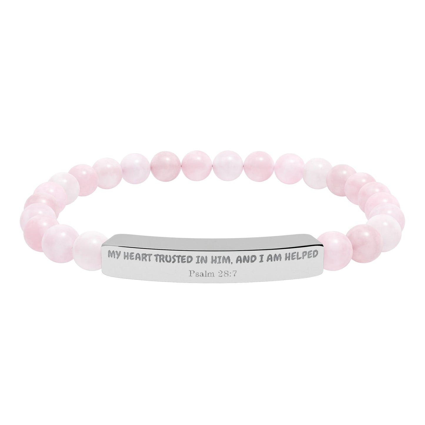 Engravable Natural Stone Stretch Bracelet — Personalized Bar Beaded Bracelet