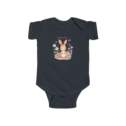Custom Infant Bodysuit — Cute Floral Bunny "Love You to Pieces" Newborn Onesie