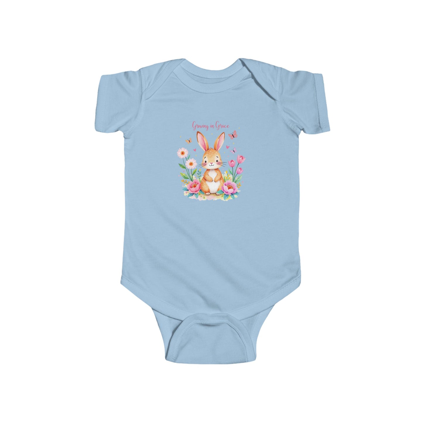 Custom Infant Bodysuit — Cute Floral Bunny "Love You to Pieces" Newborn Onesie