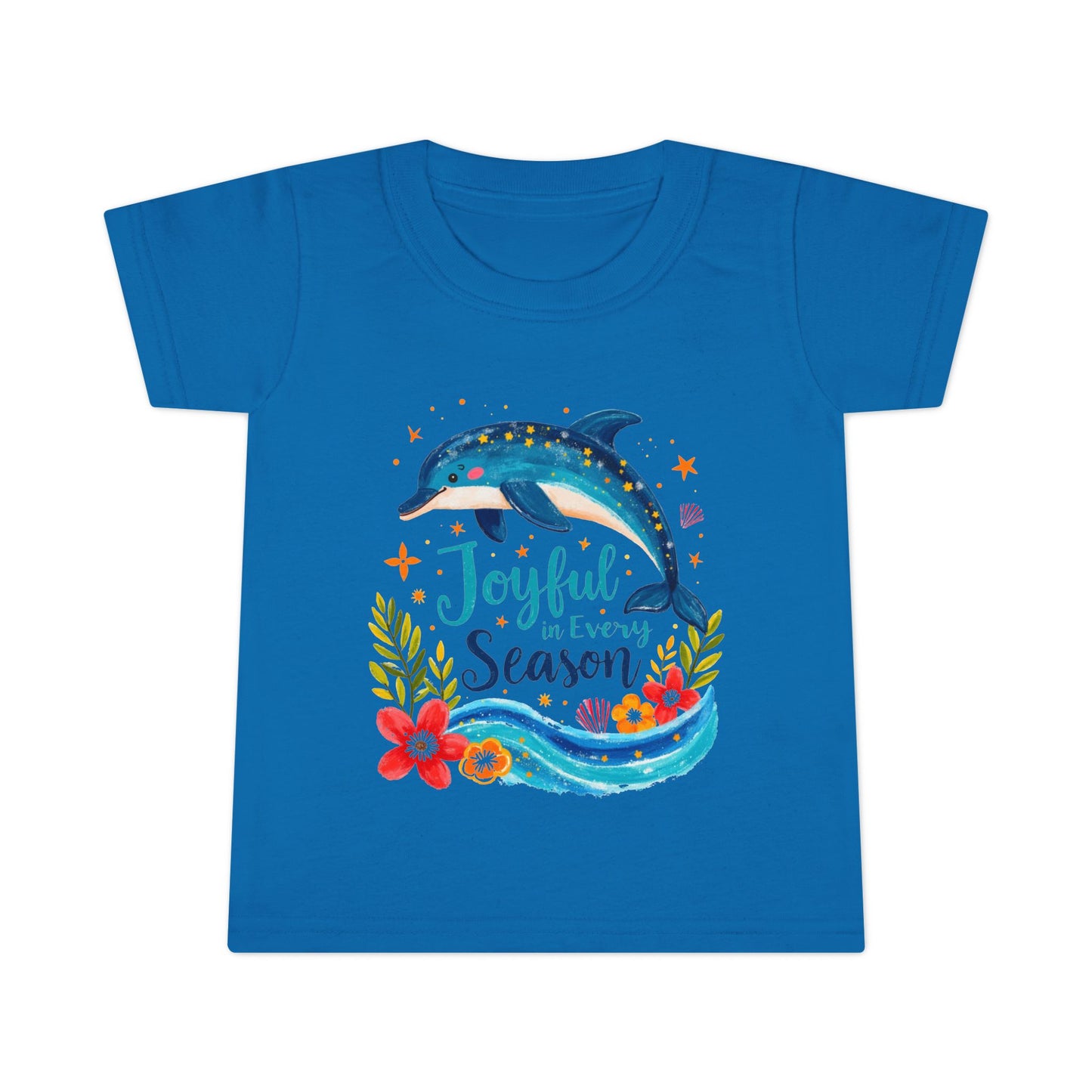 Joyful Sea Season Toddler T-Shirt — Dolphin Floral Kids Tee | Meaningful Gift