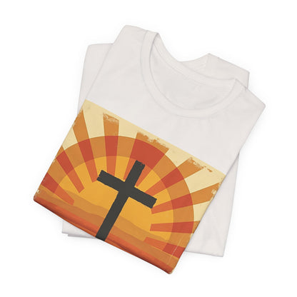Jesus Saves Cross tee | Christian faith shirt, sunrise graphic | Perfect Gift for Mom and Dad | Friends and Family Shirt