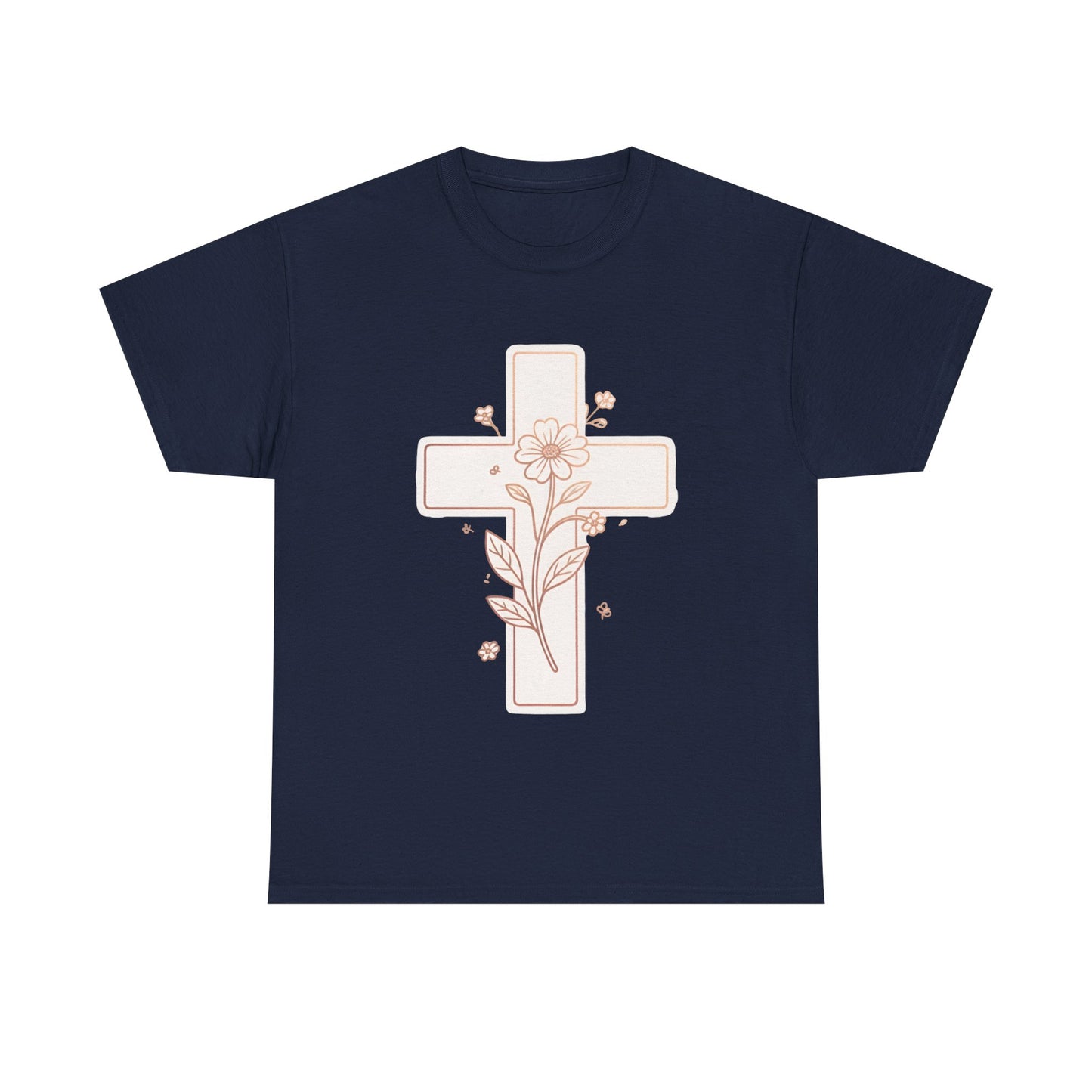 Floral Cross Tee — Delicate Bloom Christian T-Shirt