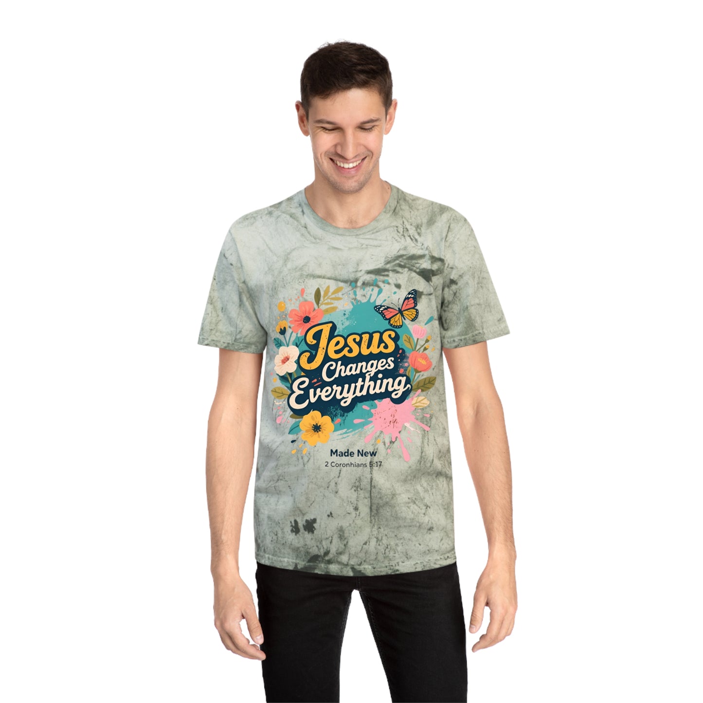 Jesus Changes Everything T-Shirt — Floral Butterfly Christian Tee