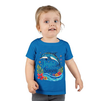 Joyful Sea Season Toddler T-Shirt — Dolphin Floral Kids Tee | Meaningful Gift
