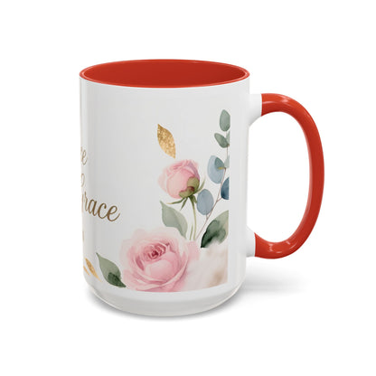 Grace Upon Grace Coffee Mug — Floral John 1:16 Scripture Accent Mug