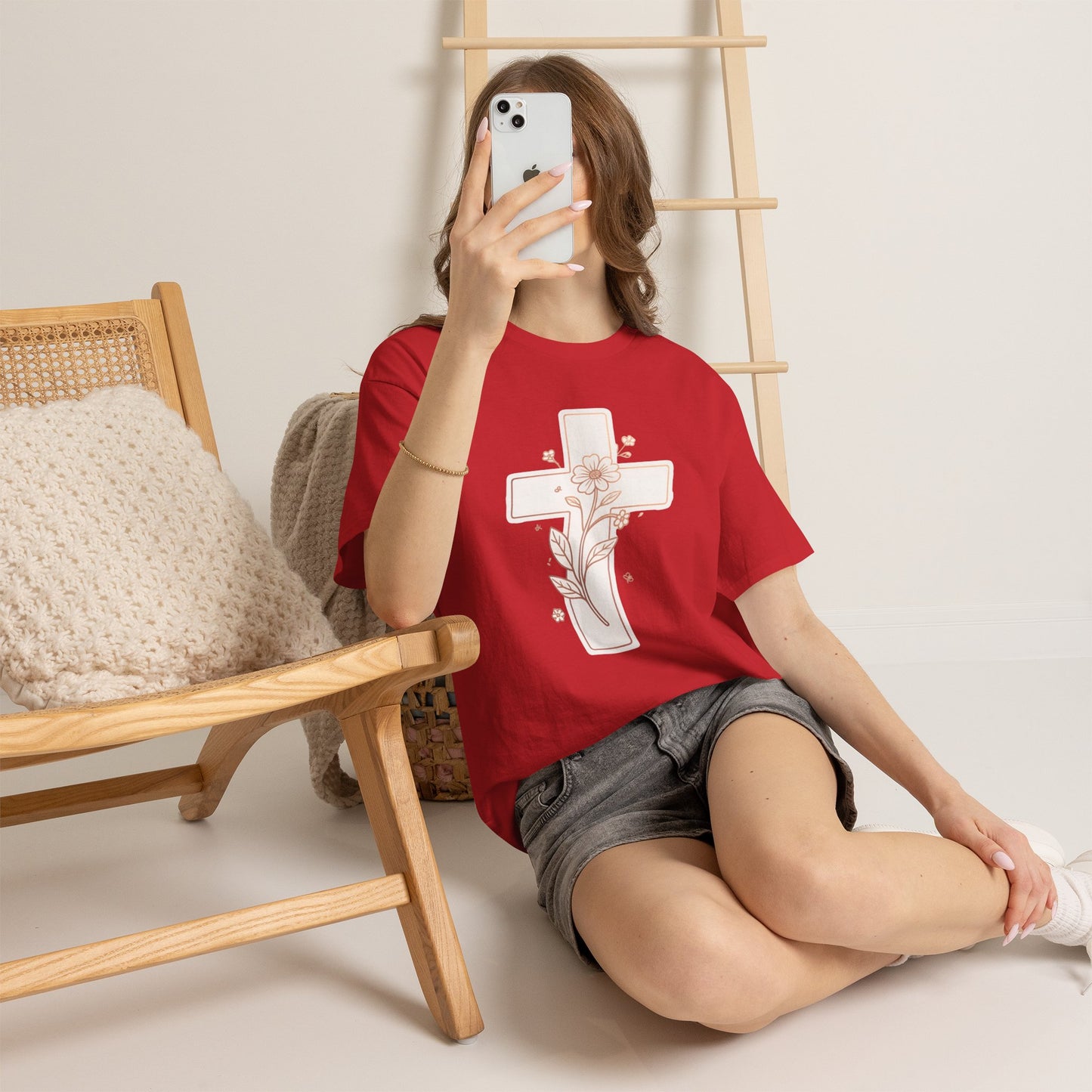 Floral Cross Tee — Delicate Bloom Christian T-Shirt