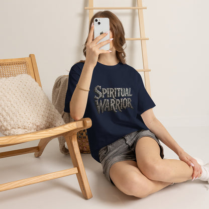 Spiritual Warrior T-Shirt — Gothic Lettering Faith & Strength Tee