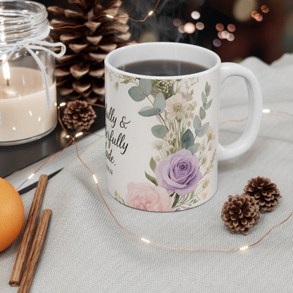 Fearfully & Wonderfully Made Mug — Psalm 139:14 Floral Ceramic Coffee Cup