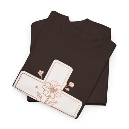Floral Cross Tee — Delicate Bloom Christian T-Shirt