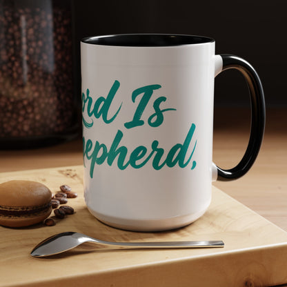 Scripture Accent Coffee Mug — Teal Hand-Lettered Encouragement (11/15 oz)