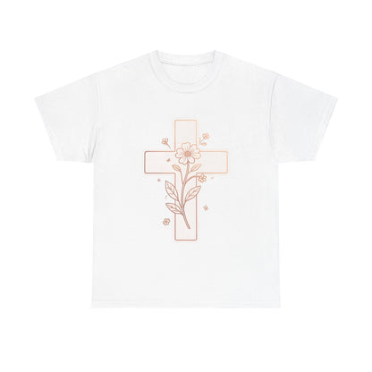 Floral Cross Tee — Delicate Bloom Christian T-Shirt