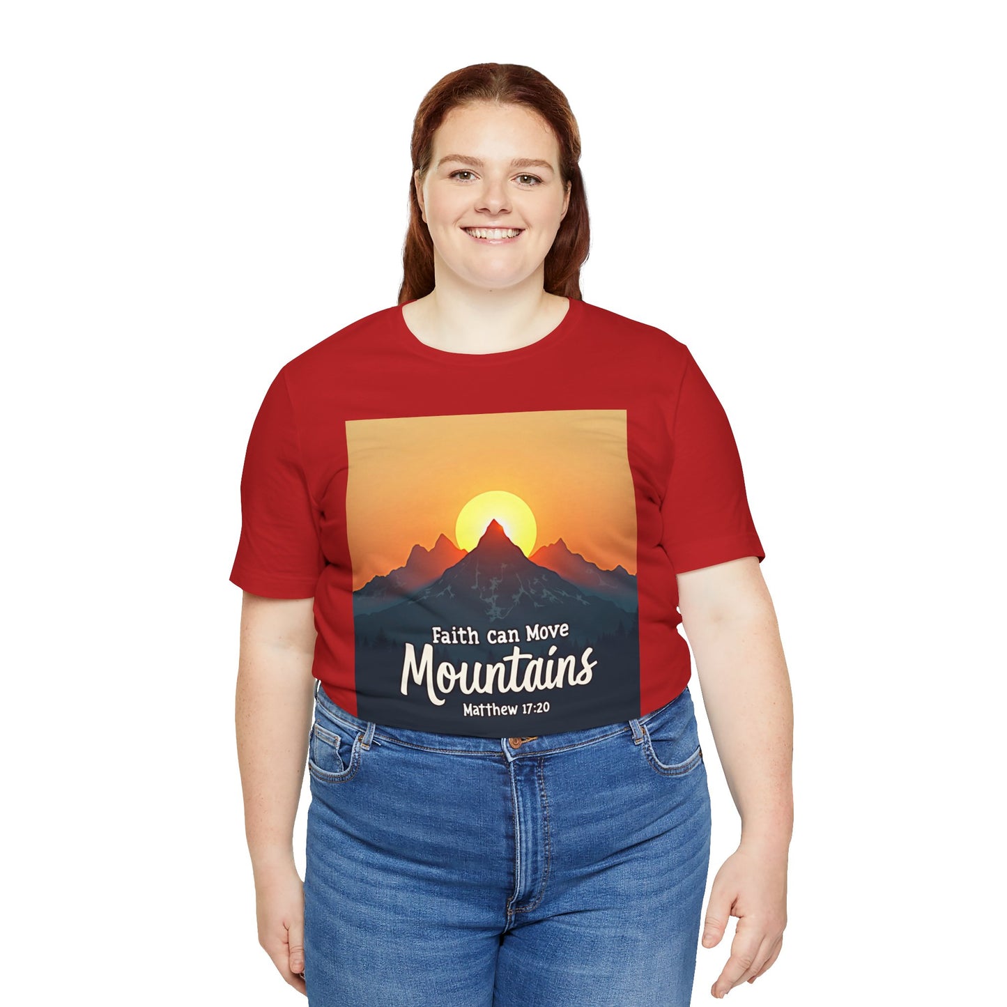 Faith Can Move Mountains T-Shirt | Mountain Sunrise Matthew 17:20 | Meaningful Gift for believers | Perfect for Everyone