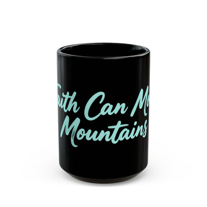 Keep Going Black Ceramic Mug — Aqua Script Inspirational Coffee Cup (11oz & 15oz)
