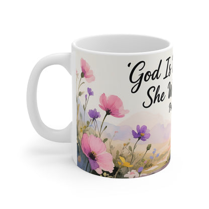 Christian Floral Mug – "God Is Within Her, She Will Not Fail" (Psalm 46:5) 11oz