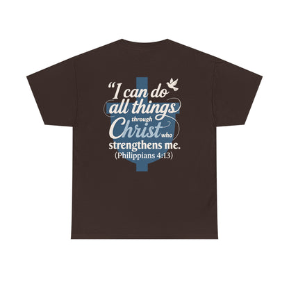 Philippians 4:13 Cotton Tee — "I Can Do All Things" Christian Prayer T-Shirt